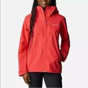 Columbia Jacket Omni Shield Waterproof Nylon Windbreaker Hood Coral Orange XS
